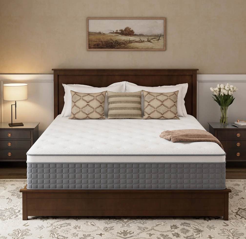 GREOO King Size Mattress in a Box 14" Hybrid Cooling Gel Memory Foam with Individually Pocket Coils Firm Pressure Relief CertiPUR-US