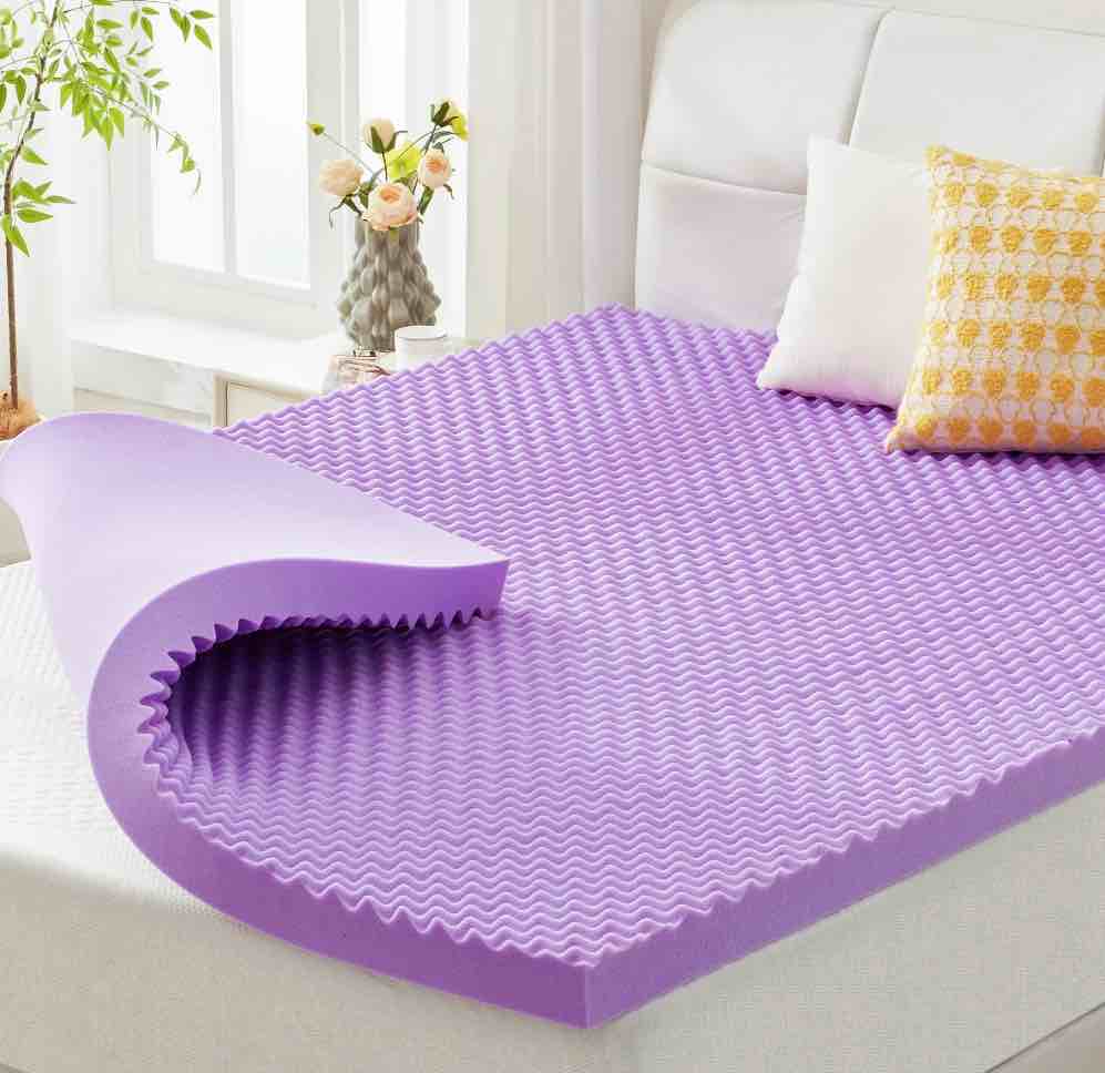 BDEUS 4 inch Gel Cooling Memory Foam Mattress Topper, Memory Foam Egg Crate Mattress Topper, CertiPUR-US Certified, Queen Size