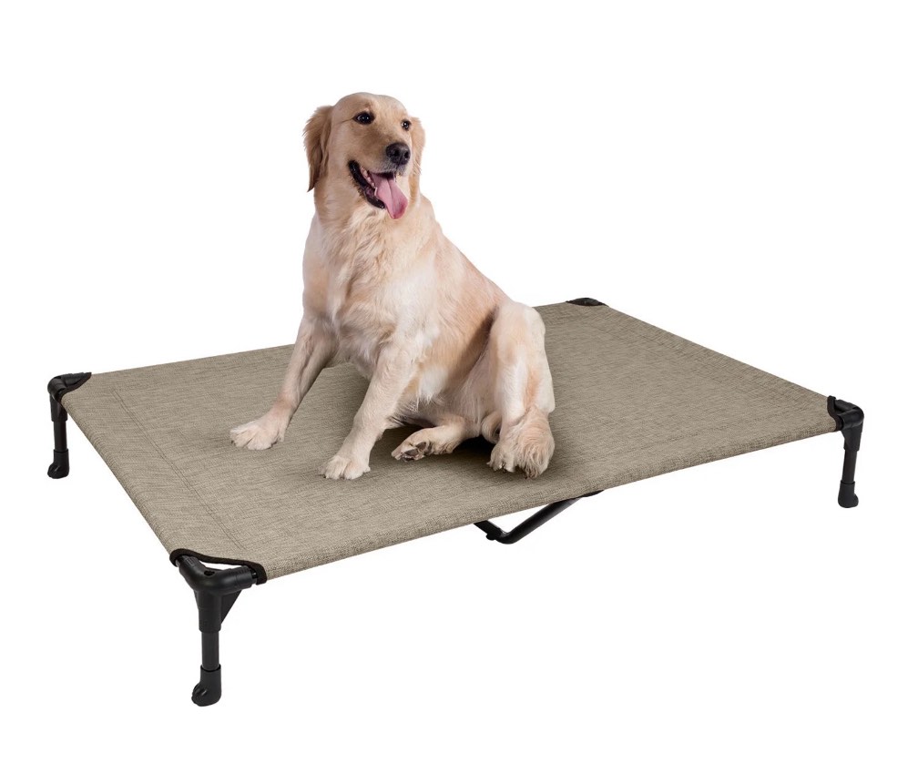 Veehoo Cooling Elevated Dog Bed, Portable Raised Pet Cot with Washable Mesh, X Large, Beige Coffee