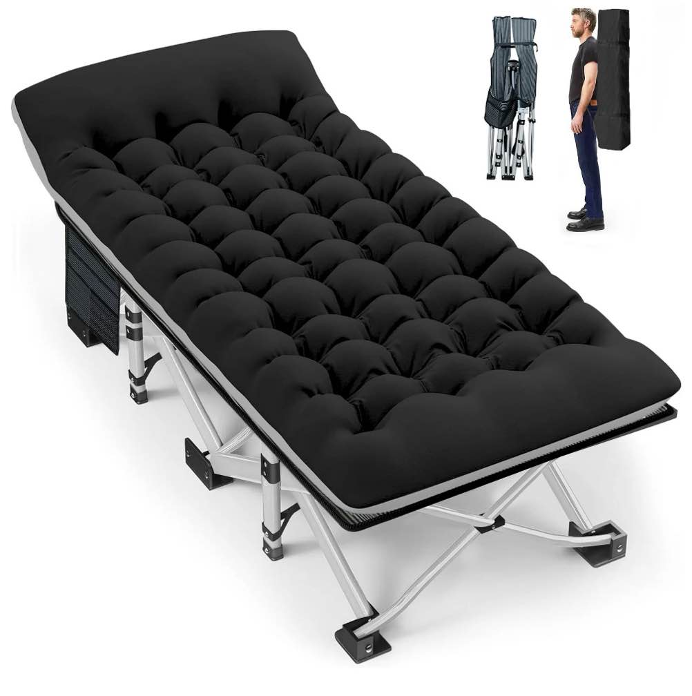 GVDV Folding Camping Cot with 2 Sided Comfort Mattress, 1200D Double Layer Oxford Folding Bed, Portable Sleeping Bed for Camp Office Nap Beach Travel **MATTRESS ONLY