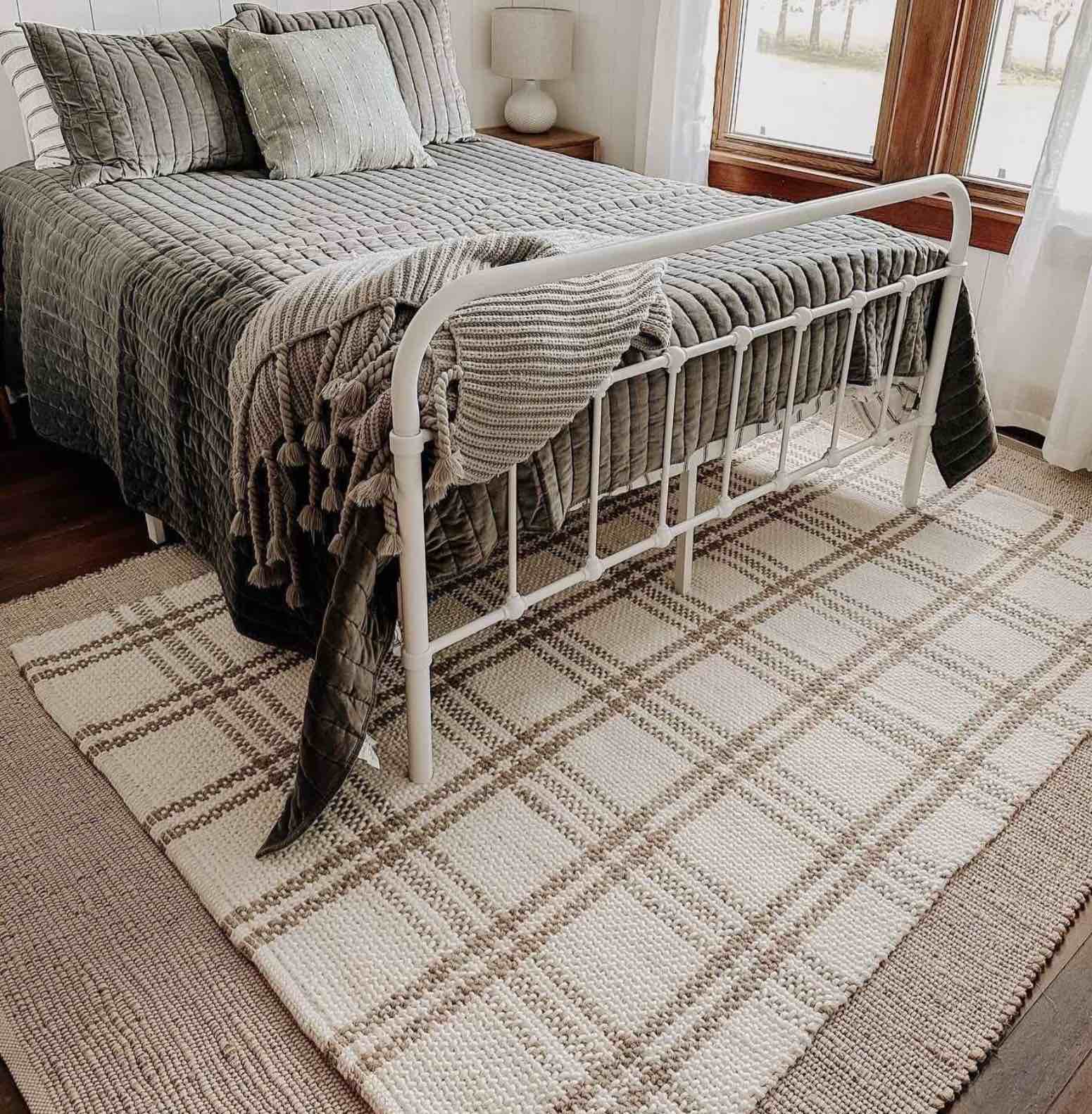 5'x7' Cottonwood Handwoven Plaid Wool/Cotton Area Rug Cream/Tan - Threshold™ designed with Studio McGee