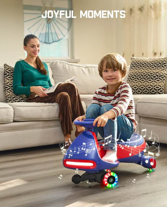 FanttikRide 2 in 1 Electric Wiggle Car with Pedal  12V Rechargeable Battery 2 Speed Ride on Toy  Anti-Rollover  Flashing Wheels  Bluetooth  Swing Car for 3 Years+  150 lbs  N7 Pro  Blue