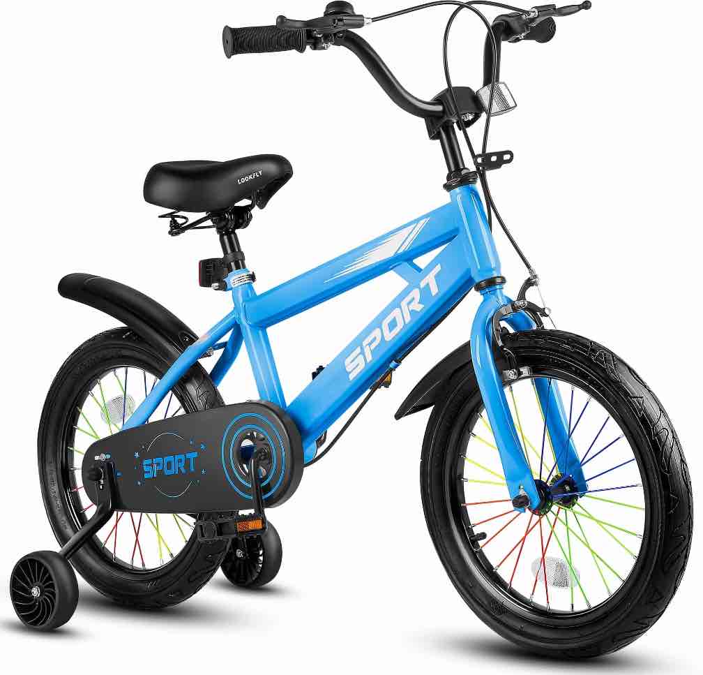 Lookfly 14" Kids Bike for Boys and Girls with Removable Training Wheels,Children's Cicycle,Blue