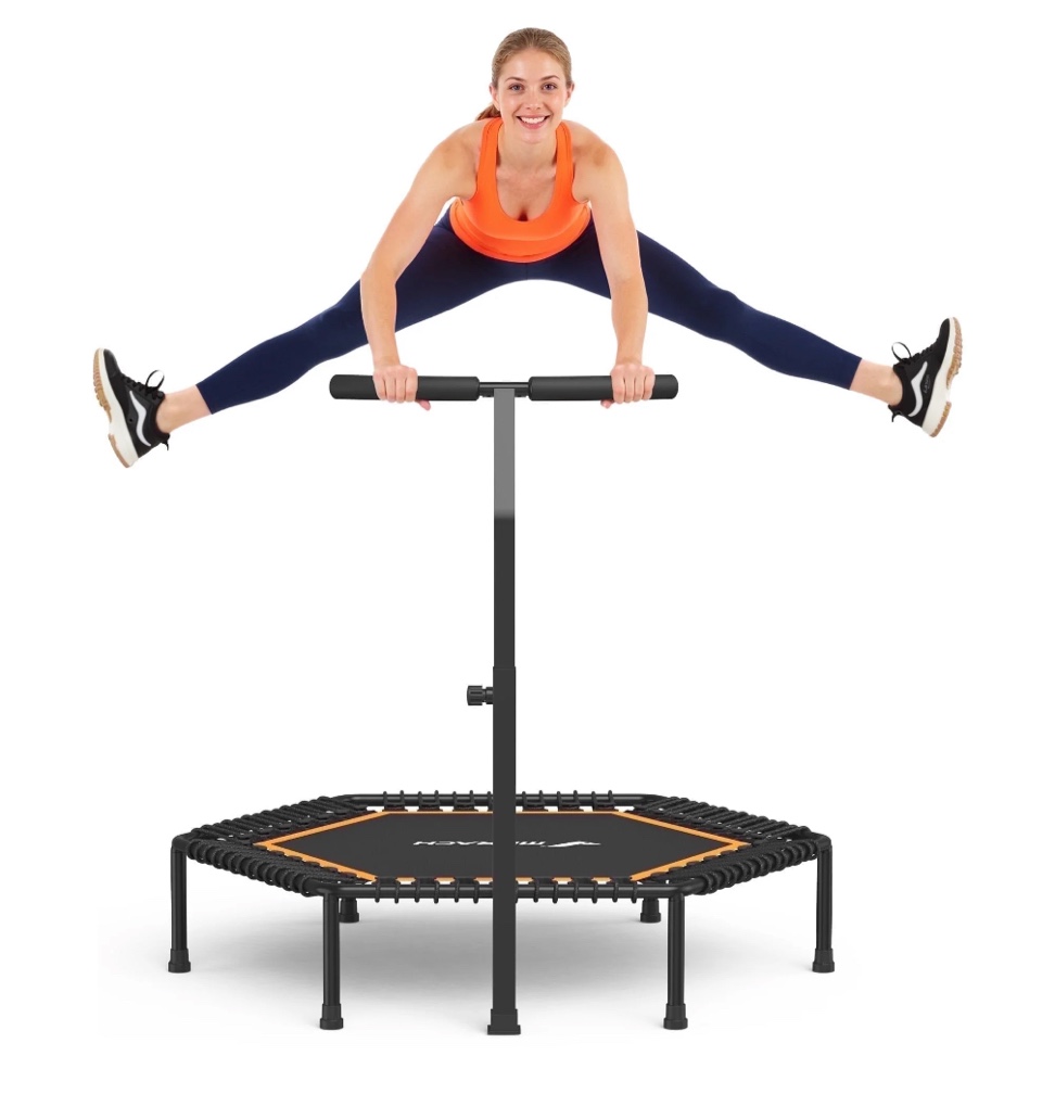 MERACH 450lbs Mini Trampoline, 50" Fitness Trampoline with Silent Bungees, Stable & Quiet Exercise Rebounder for Kids/Adults