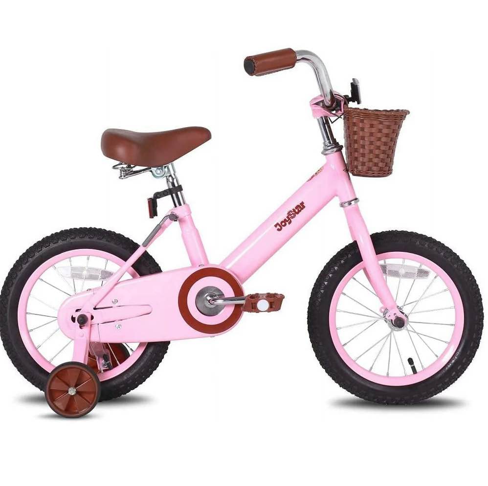JOYSTAR Vintage Kids Bike with Basket & Training Wheels,12 14 16 20 24 Inch Kids Bike for 2-14 Years Old Girls & Boys, Pink