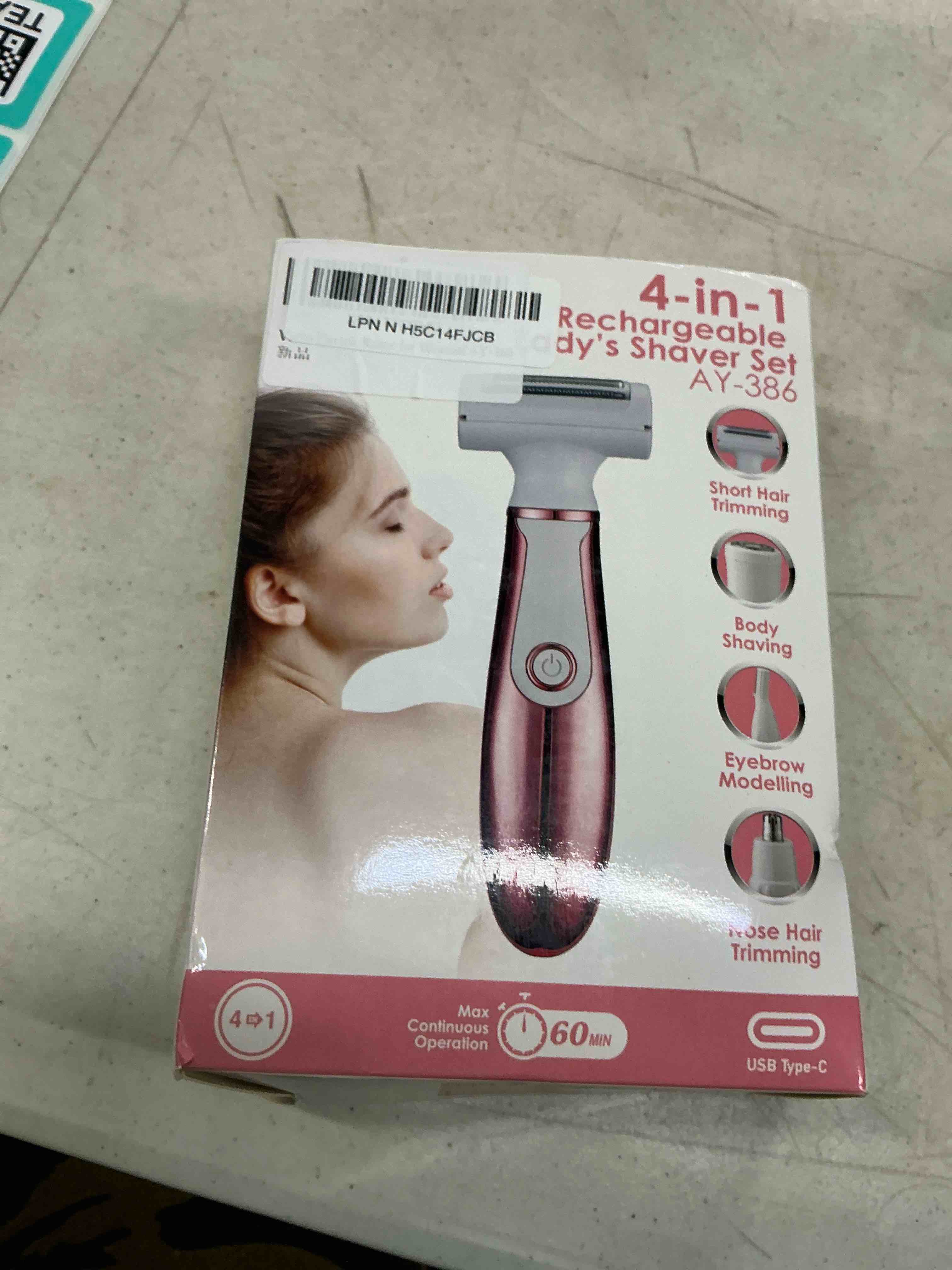 Condition photo showing As Is for 4 in 1 Electric Razors for Women, Portable Shaver for Women, Rechargeable Trimmer for Face Arm Body Legs Underarm Bikini Pink