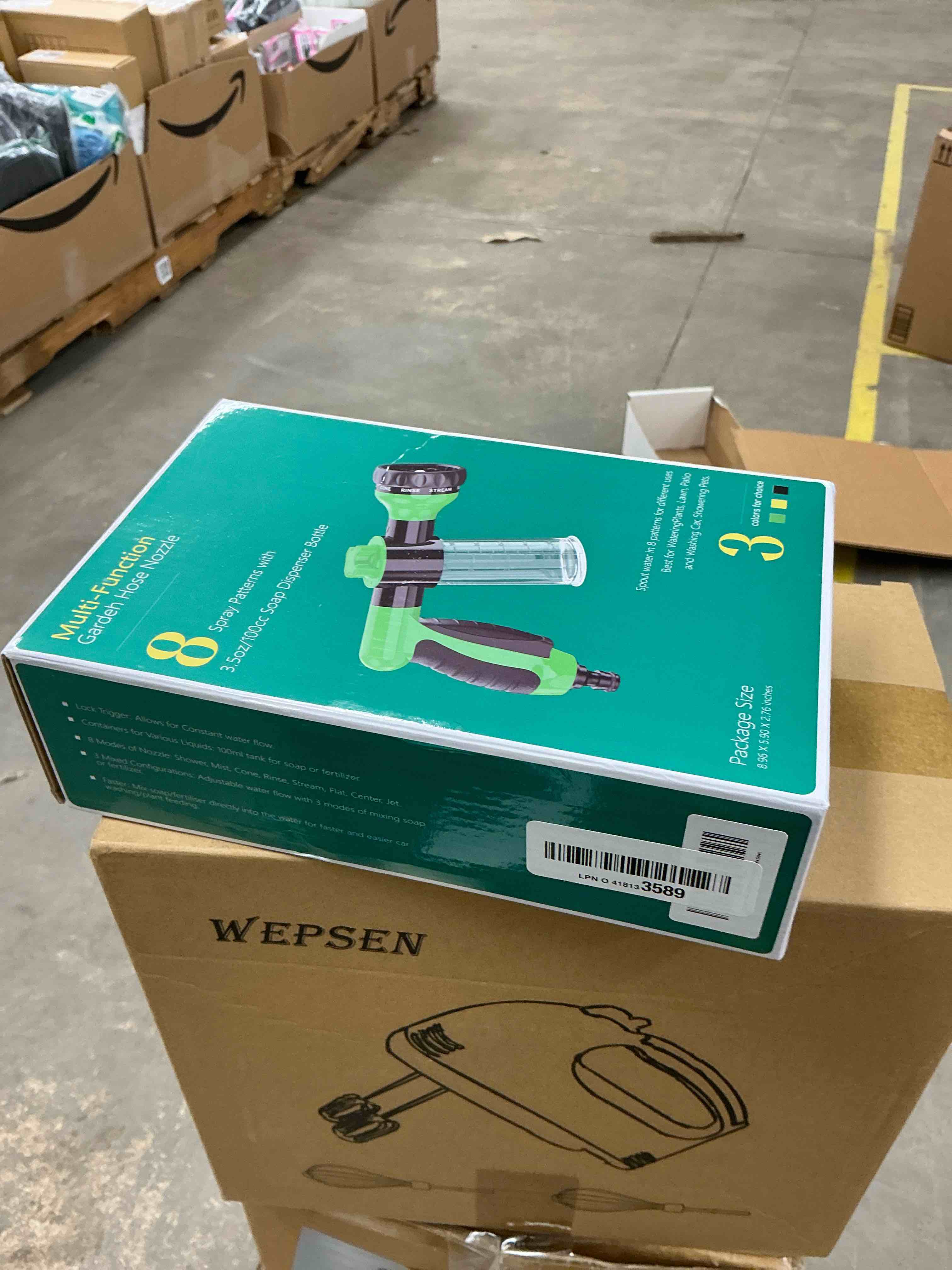 Condition photo showing Good Condition for Garden Hose Nozzle, High Pressure Spray Gun Nozzle, 8 Spray Patterns for Watering Plants, Lawn, Patio, Cleaning, Showering Pet with 3.5oz/100cc Soap Dispenser Bottle