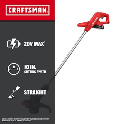 CRAFTSMAN V20 20-Volt Max 10-in Straight Cordless String Trimmer with Edger Capable-tool only