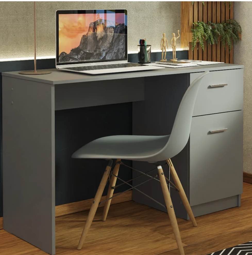 Madesa Compact Computer Desk Study Table for Small Spaces Home Office 43 Inch Student Laptop PC Writing Desks with Storage and Drawer, Modern Ergonomic Gaming  Workstation - Grey