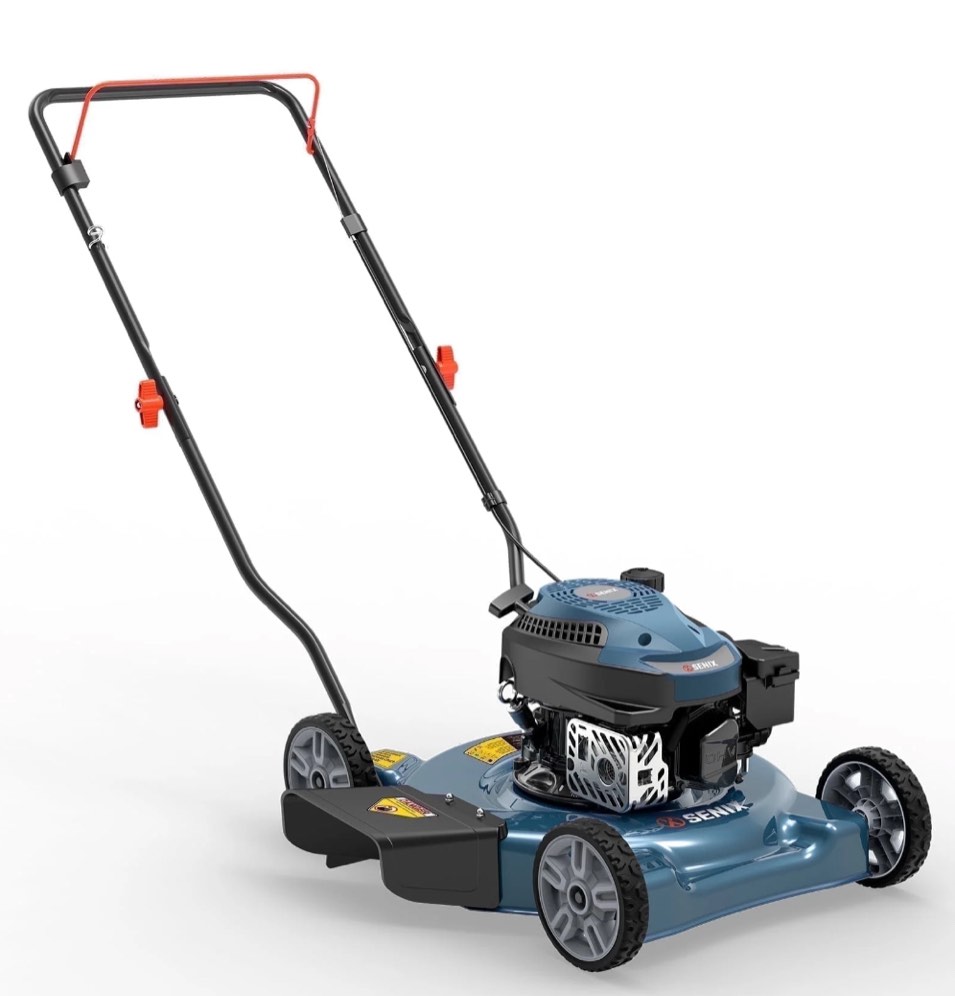 SENIX Gas Lawn mower, 20in Cutting Blade 21in Cutting Deck, 144cc 4-Cycle Engine, Steel Deck with Side Discharge, LSPG-L4