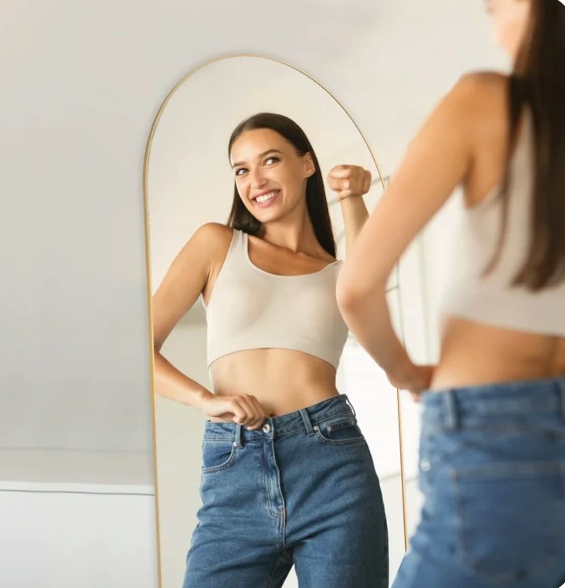 EDX Arched Full Length Mirror 59"x16" Full Body Mirror Rectangle Free Standing Wall Mounted Leaning Hanging Floor Mirrors, Gold
