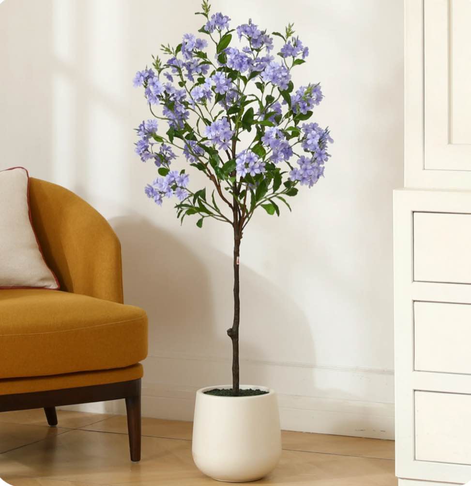5ft Disassembled Blue Snowflake Tree with Oval White Pot - Artificial Tree for a Festive Atmosphere