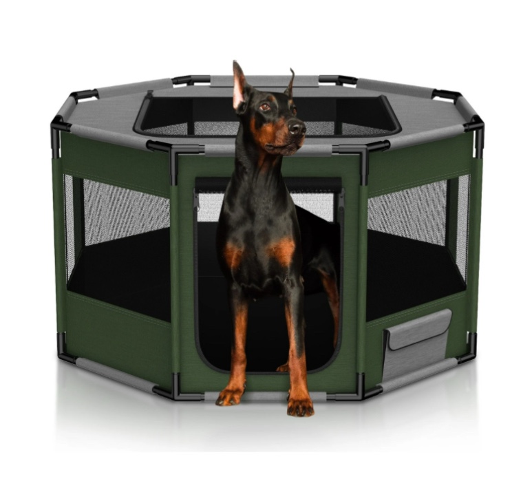 BEBANG Dog Playpen Indoor/Outdoor, Stable PVC & Oxford Fabric, Breathable Mesh, Puppy Playpens Pet Exercise for Small/Large Dogs, Cats, Rabbits, Hamsters (L)