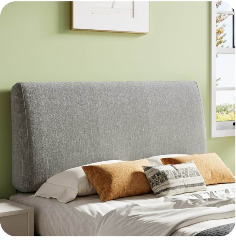 Pinmoco Upholstered Foam Headboard for Queen Bed, Height Adjustable and Ergonomic Head Board, Fabric Gray