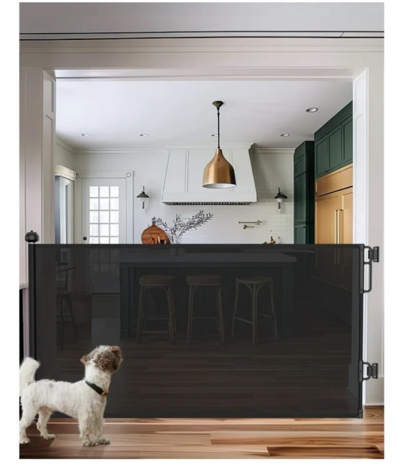 Ophanie Retractable Baby Safety Gate,Extra Wide Mesh Dog Pet Gate 33" Tall, Extends to 55" Wide, Indoor & Outdoor Child Gates for Stair&Doorways, Black