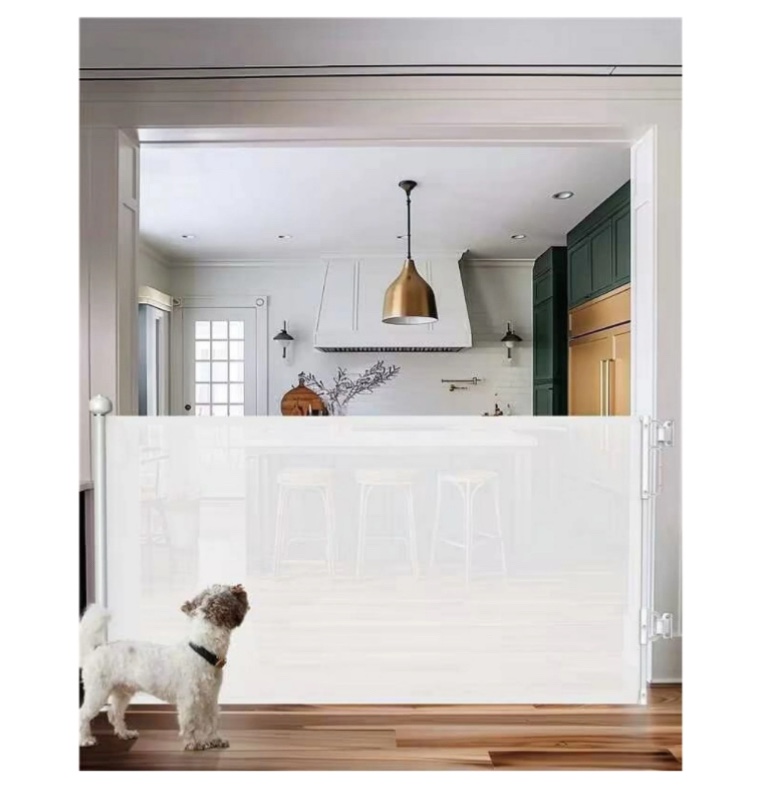 Ophanie Retractable Baby Safety Gate,Mesh Pet Gate 33" Tall, Extends to 55" Wide, Indoor & Outdoor Gates for stair,White