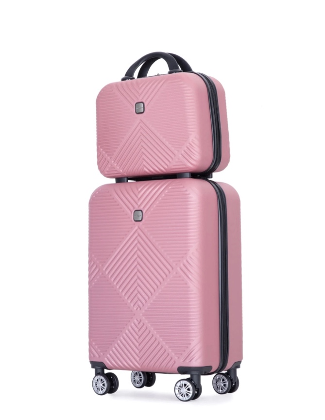 Tripcomp Luggage Sets 2 Piece Suitcase Set (14/20/)Hardside Suitcase with Spinner Wheels Lightweight Carry On Luggage(Pink)