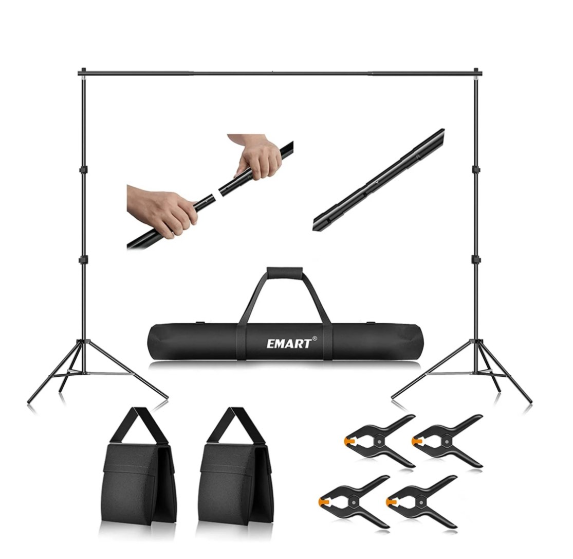Emart Photo Video Studio 10Ft Adjustable Background Stand Backdrop Support System Kit With Carry Bag Backdrop