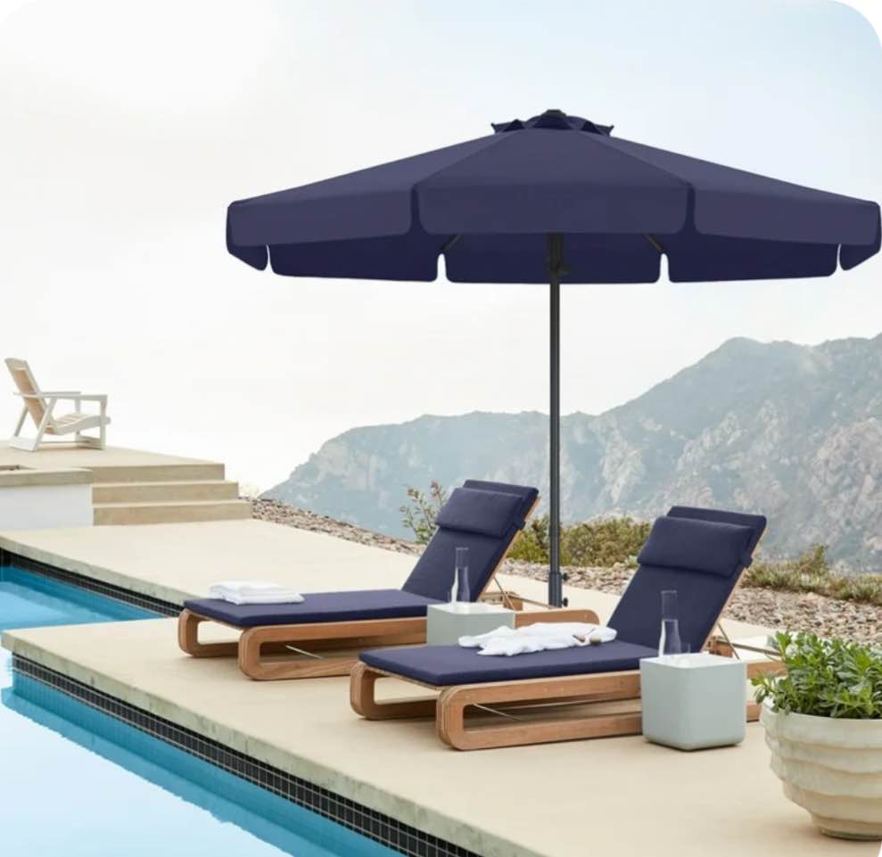ABCCANOPY 10ft Outdoor Market Hand Push Patio Umbrella With Hanging Edge,12+Colors, Navy Blue