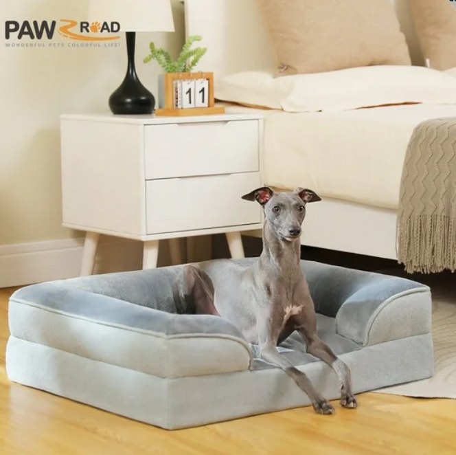 PAWZ Road Orthopedic Dog Bed Removable Washable Cover Non-Slip Bottom Dog Sofa Bed, S-XL, Gray