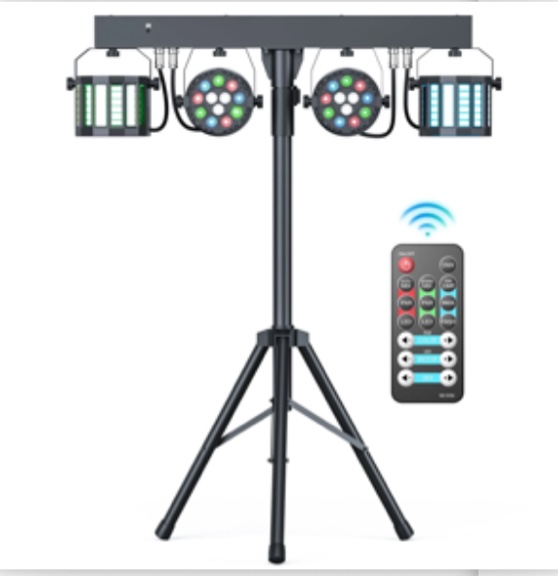 DJ Lights with Stand, 24PCS+8PCS RGBW Party Bar Light Set,Sound Activated LED Stage Lighting for Disco Wedding Halloween Christmas