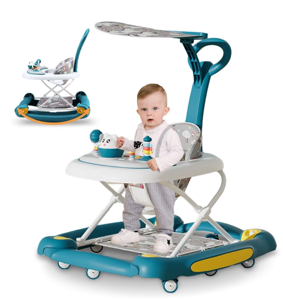 HAOUUCYIN Baby Walker, 6-in-1 Multi-functional Foldable Push Walker, 6-24 Months, Green