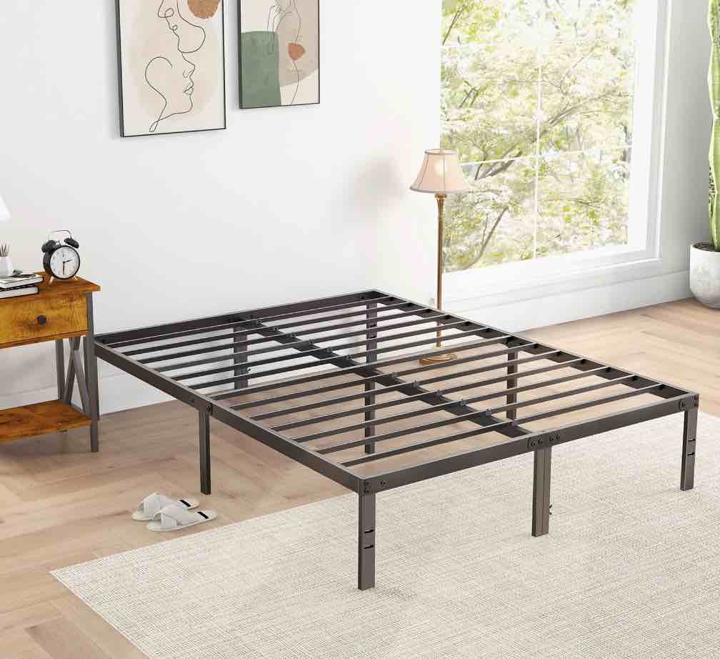 edx Bed Frame - Full Size Heavy Duty Platform Bed with Underbed Storage, 14-Inch High Steel Slat Support, Non-Slip Design, No Box Spring Required
