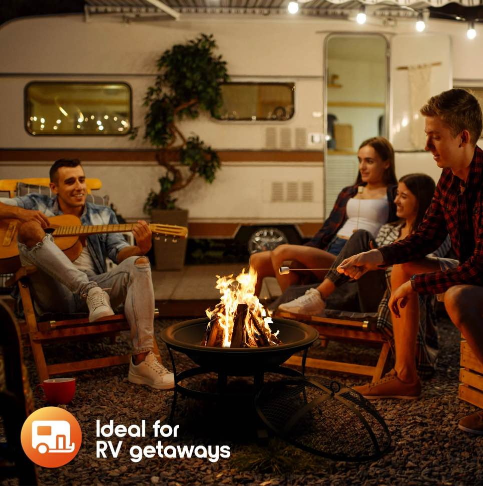 Cozi 20  Wood Burning Fire Pit with Iron Net and Cover Lid for Backyard and Camping