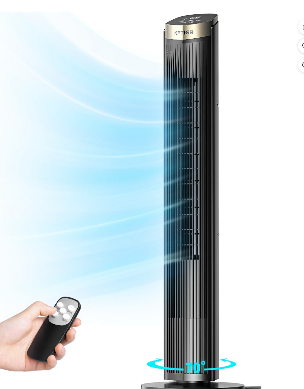 NFTIGB 40 inch Tower Fan Bladeless Fan for Bedroom, 70° Oscillating Standing Floor Fan with Remote, 5 Speeds 3 Modes with Remote, New (.  see photos)) MISSING ONE LEG 