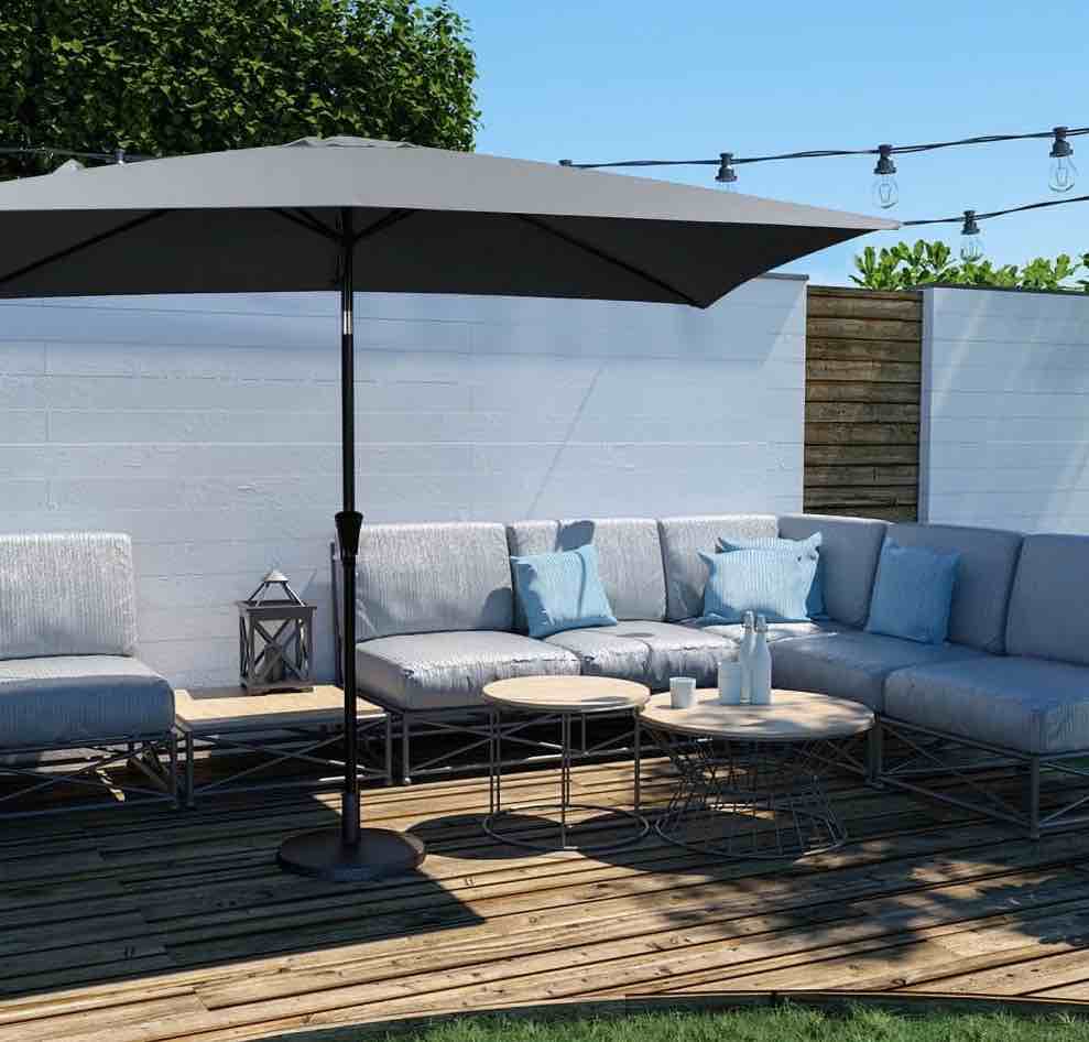 JUSTLET 6.5' x 10' Rectangular Patio Umbrellas, Outdoor Umbrella for Chair, Gray