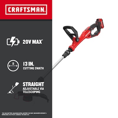 CRAFTSMAN V20 20-volt max 13.0-in Straight Shaft Battery String Trimmer -tool only