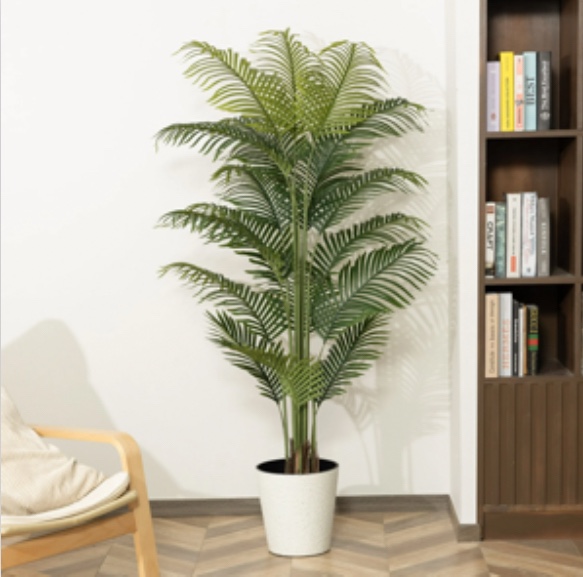 Artificial Plants, 6ft Fake Palm Tree, Pre Potted Faux Greenry Tree for Home Decor Office House Living Room Indoor Outdoor, Big Fake Plants Fake House Plants
