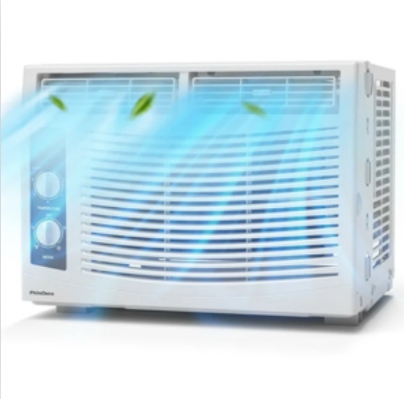 PhiloDeco 5000 BTU Window Air Conditioner Easy Cool - Capable of Cooling Up to 150 sq ft. 2 Fan Speeds, 4-Way Air Direction, Mechanical Control, Filter, for Small Room Air Conditioner, Small Ac Unit