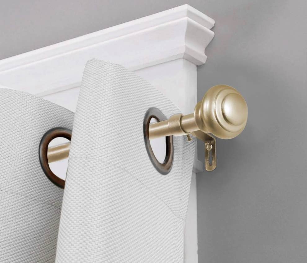 H.VERSAILTEX Single Curtain Rods for Windows Indoor/Outdoor, 66 to 120 Inches 3/4 Inch Diameter Drepery Rods with Brackets, Gold
