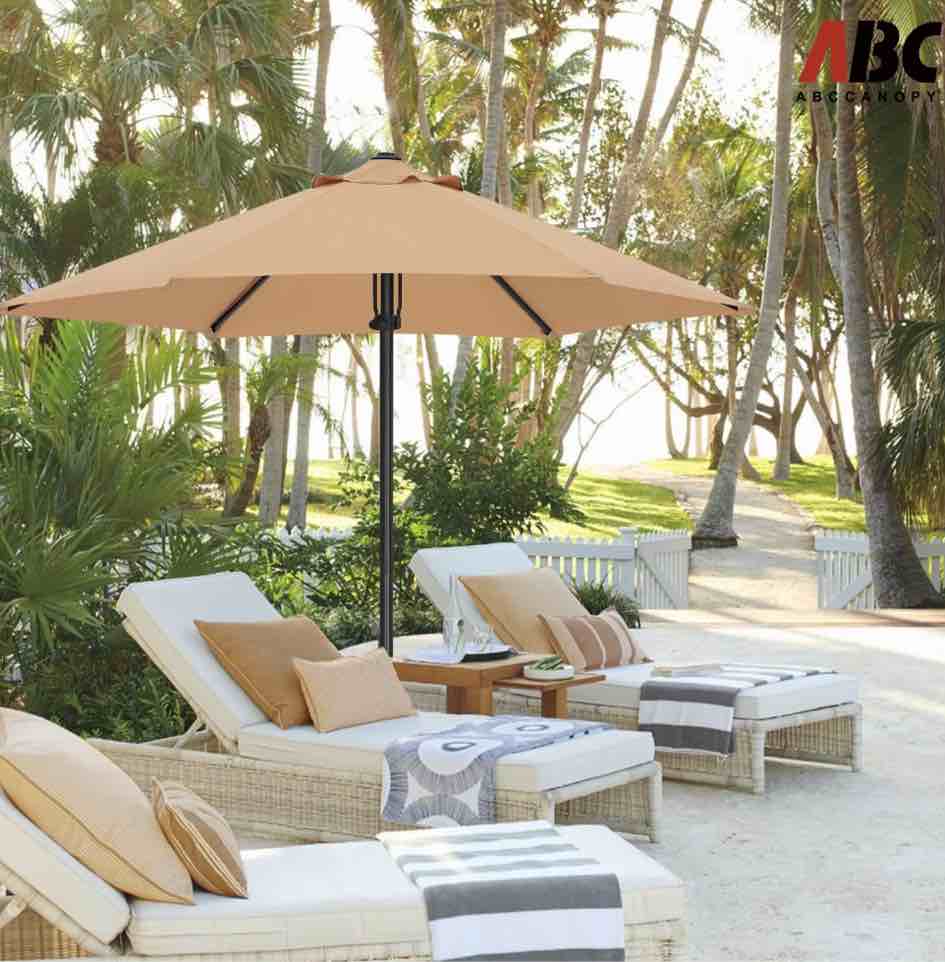 ABCCANOPY 7.5FT Patio Umbrella with Push Button Tilt 13+Colors  Khaki