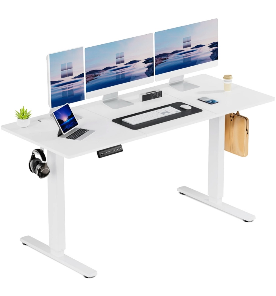 edx Electric Standing Desk, Height Adjustable Desk, 63 x 24 Inches Ergonomic Stand up Desk with Memory Preset and T-Shaped Metal Bracket for Home Office