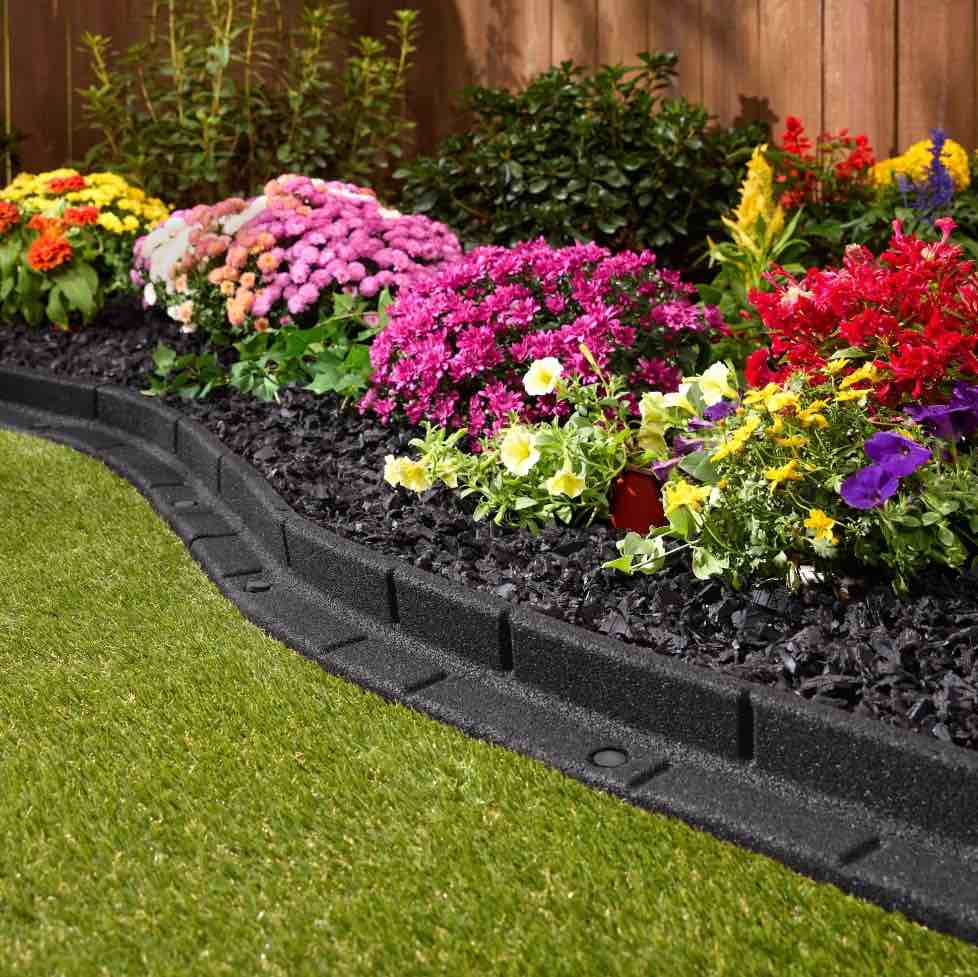 48 in. x 3 in. x 3 in. Roman Brick Black Rubber Edging (6-Pack)