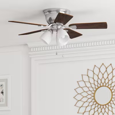 harbor breeze centreville 42-in brushed nickel indoor flush mount ceiling fan with light kit
