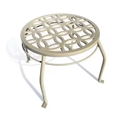 allen + roth 9-in H x 12-in W Cream Indoor/Outdoor Round Steel Plant Stand