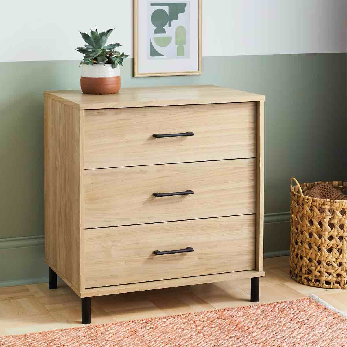 Mixed Material 3 Drawer Dresser Updated Base Natural Wood - Room Essentials™