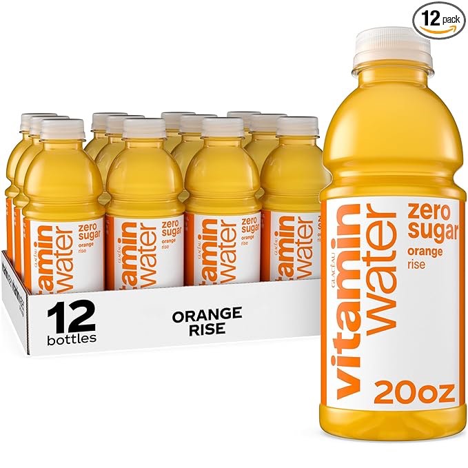 vitaminwater zero sugar rise, electrolyte enhanced water w/vitamins, orange drinks, 20 fl oz, 12 Pack