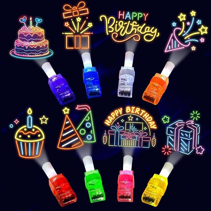 Abbylike 140 Pcs Neon Party Favors Glow Birthday Party Supplies Neon Party Drawstring Bags Mini Notebooks Pencils Silicone Bracelets Keychains LED Finger Light for Kids Baby Shower Classroom Supplies