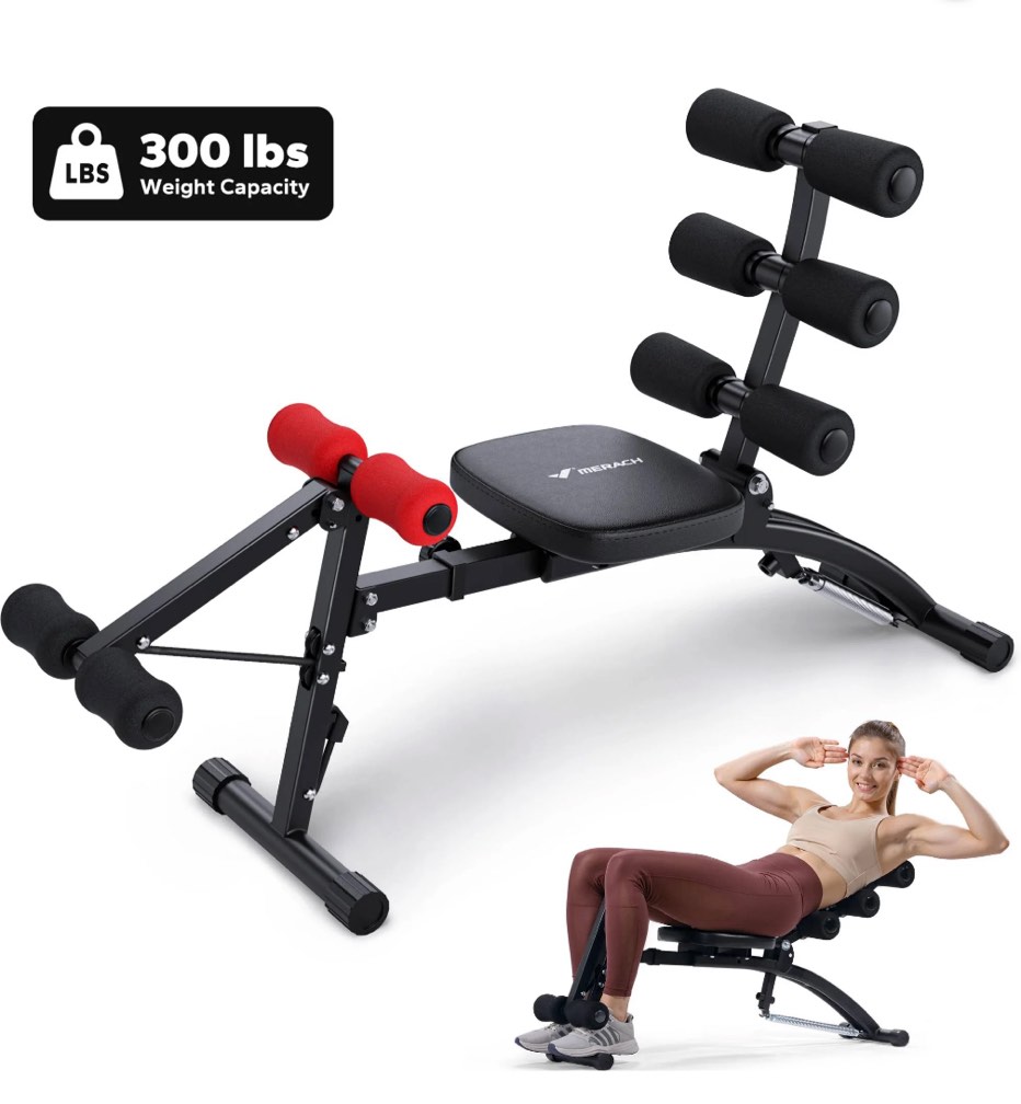 MERACH Ab Machine, Stomach Workout Equipment with Adjustable Length, Abdominal Workout Bench with Ergonomic Design