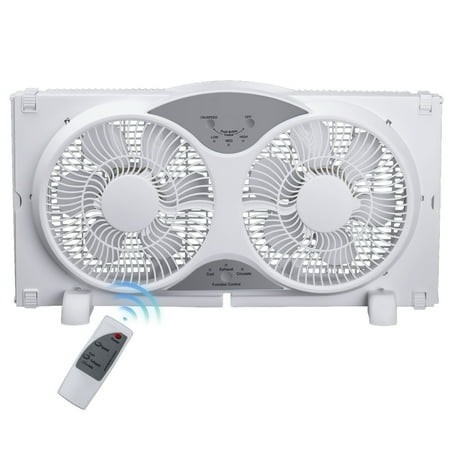 9 Twin Window Fan with Remote Control 3 Speed Bedroom Window Fan Reversible Airflow Exhaust and Intake Quiet Operation Fan Window Easy to Install