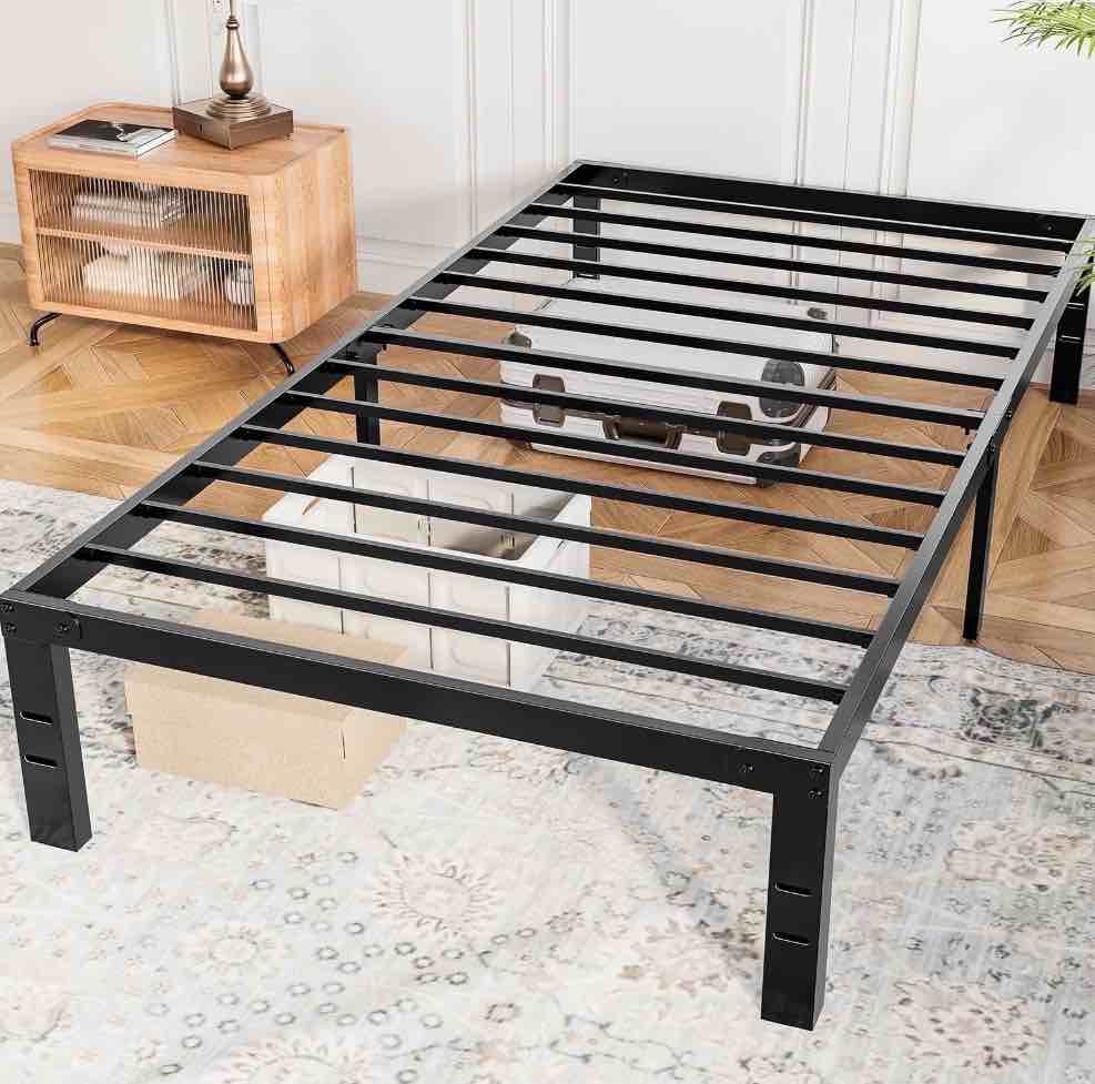 CONCETTA 14" Twin Bed Frame, Heavy Duty Metal Bed Frame with Underbed Storage for Bedroom, No Box Spring Required