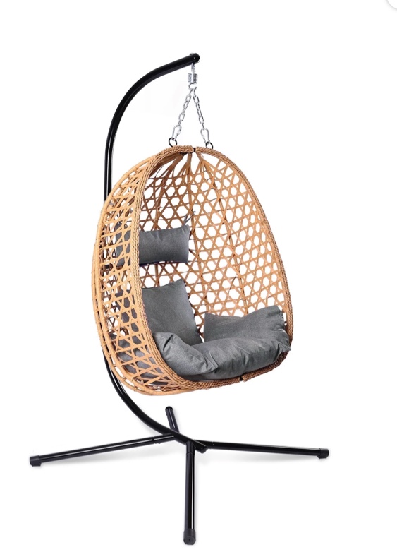 Egg Chair with Stand, Patio Wicker Bifanuo Hanging Chair, Hammock Swing Chair, 350LBS Capacity for Bedroom, Balcony, Garden