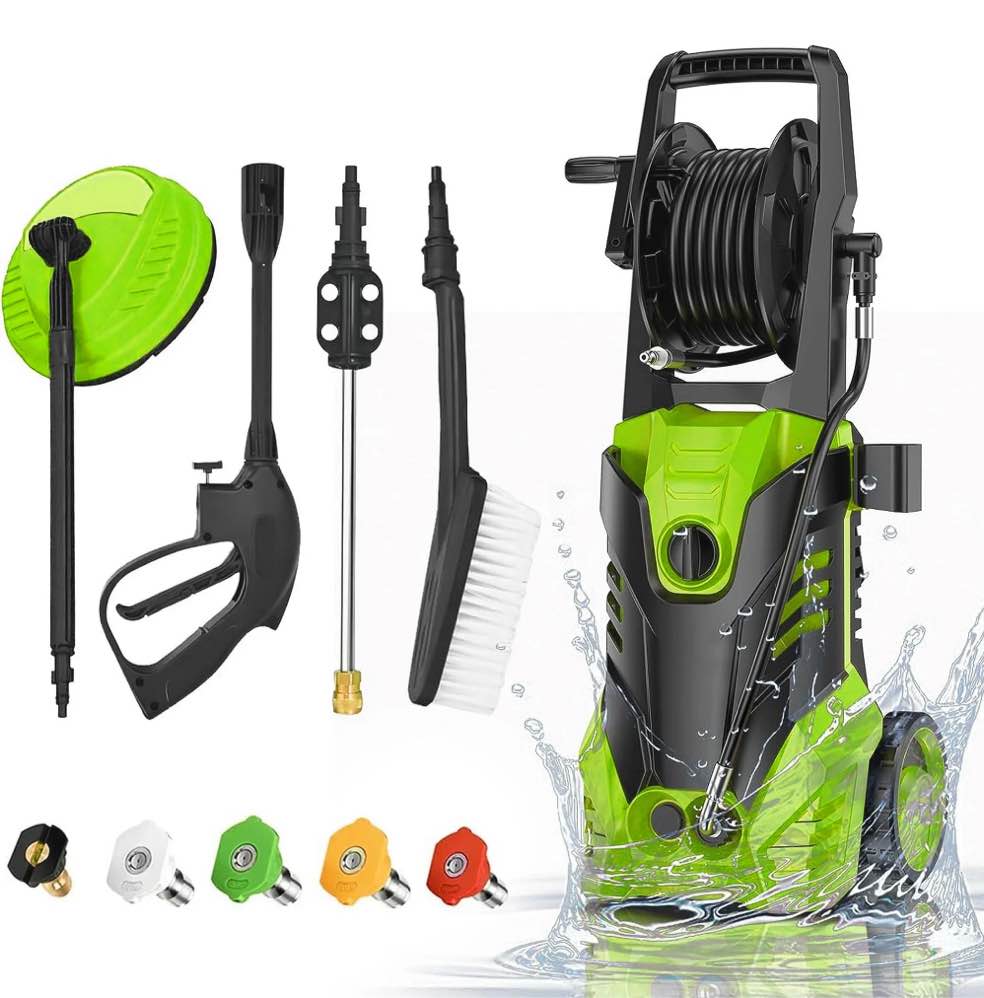 YouYeap Electric Pressure Washer 3000 PSI 2.0 GPM for Household, Great for Cars, Patios, Siding, Driveways