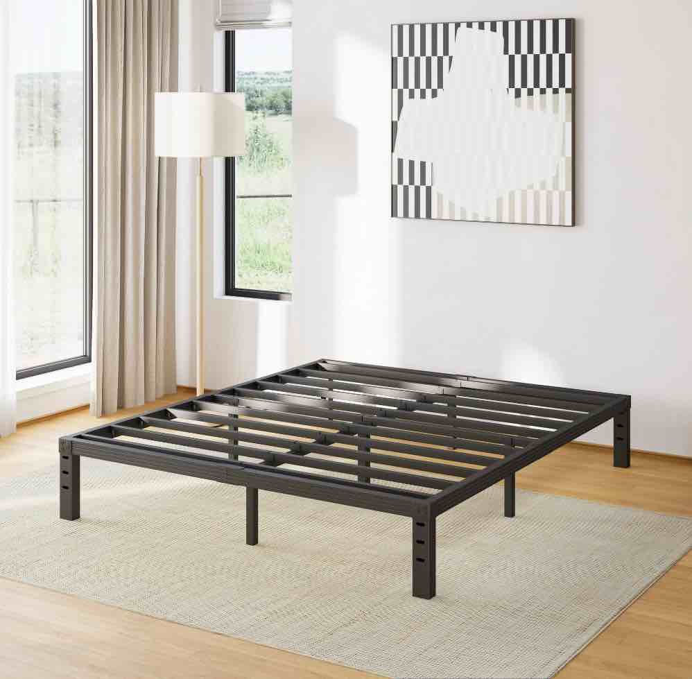 COMASACH 12 inch Queen Bed Frame, Easy Assembly, Heavy Duty Metal Platform, Noise Free, Black