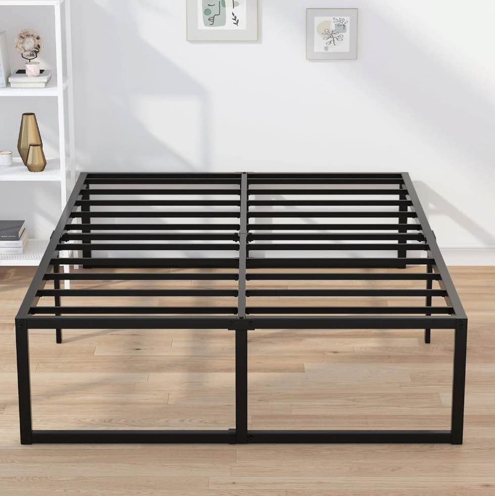 Lutown-Teen 18 inch California King Bed Frames No Box Spring Needed Heavy Duty Metal Cal King Platform for Mattress Foundation, Noise Free, Easy Assembly, Black