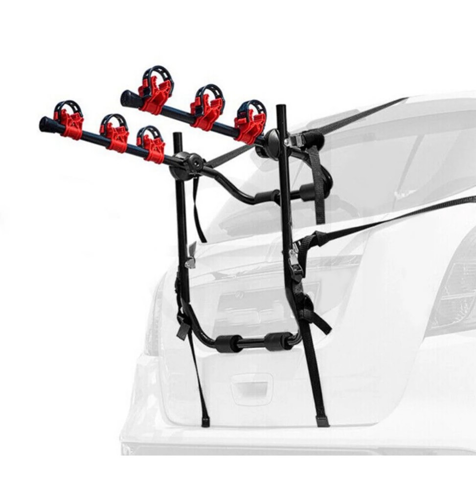 Demine Heavy Duty Metal Car Bike Rack for 3 Bicycles - Hitch Mounted Rear Trunk Bike Rack Carrier for SUVs/Trucks/Sedans, 3-Bike Trunk Mount Rack with Anti-Rattle & Locking System